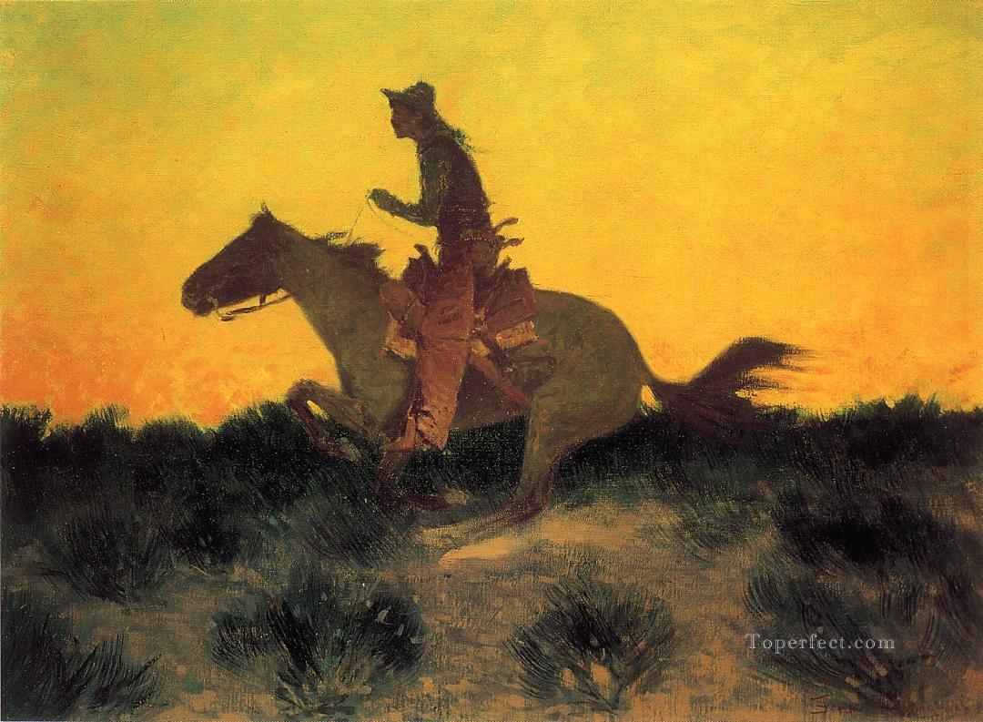 Against the Sunset Old American West Frederic Remington Oil Paintings